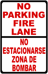 No Parking Fire Lane Bilingual Sign