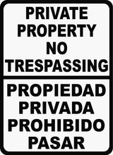 Private Property No Trespassing Bilingual Sign