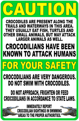 Caution Crocodilians Present Sign