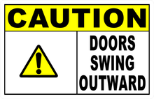 Caution Doors Swing Inward Or Outward Sign