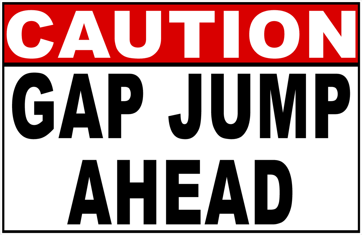 Caution Gap Jump Ahead Sign – Signs by SalaGraphics