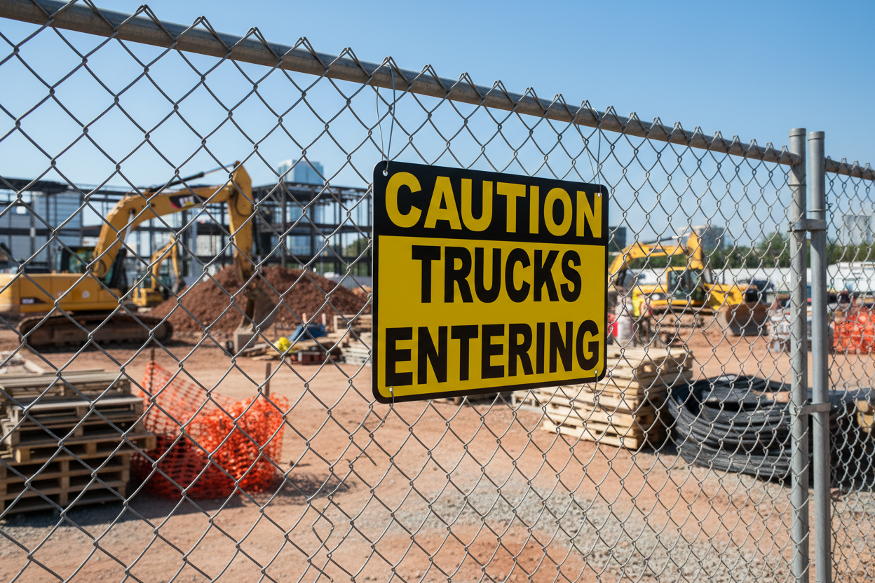 Caution Trucks Entering Sign sala graphics