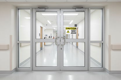 Caution Doors Swing Inward Decal by Sala Graphics