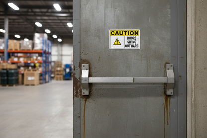 Caution Doors Swing Outward Decal by Sala Graphics
