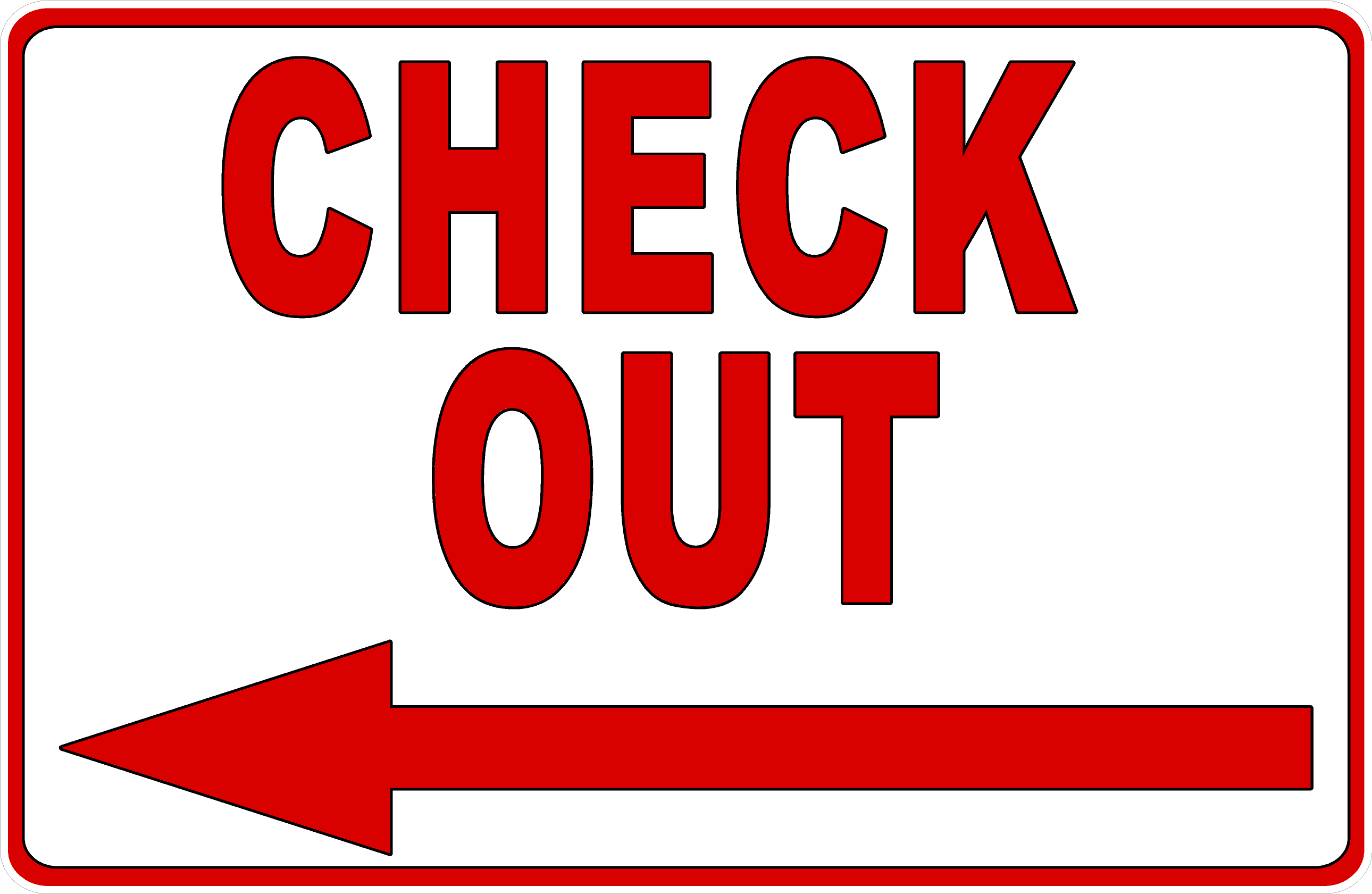 Check Out Sign with Optional Directional Arrow – Signs by SalaGraphics