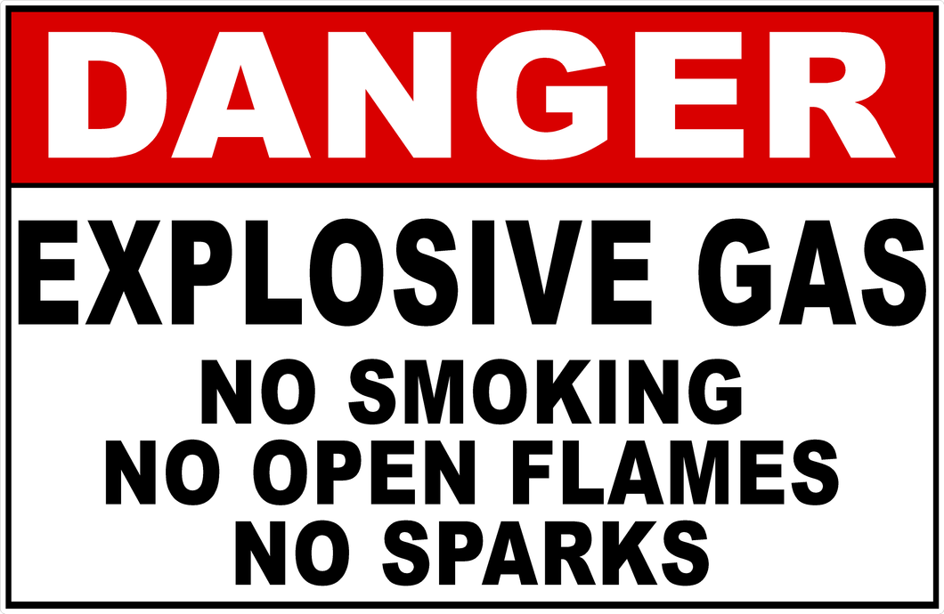 Danger Explosive Gas No Smoking Open Flames Sparks Sign