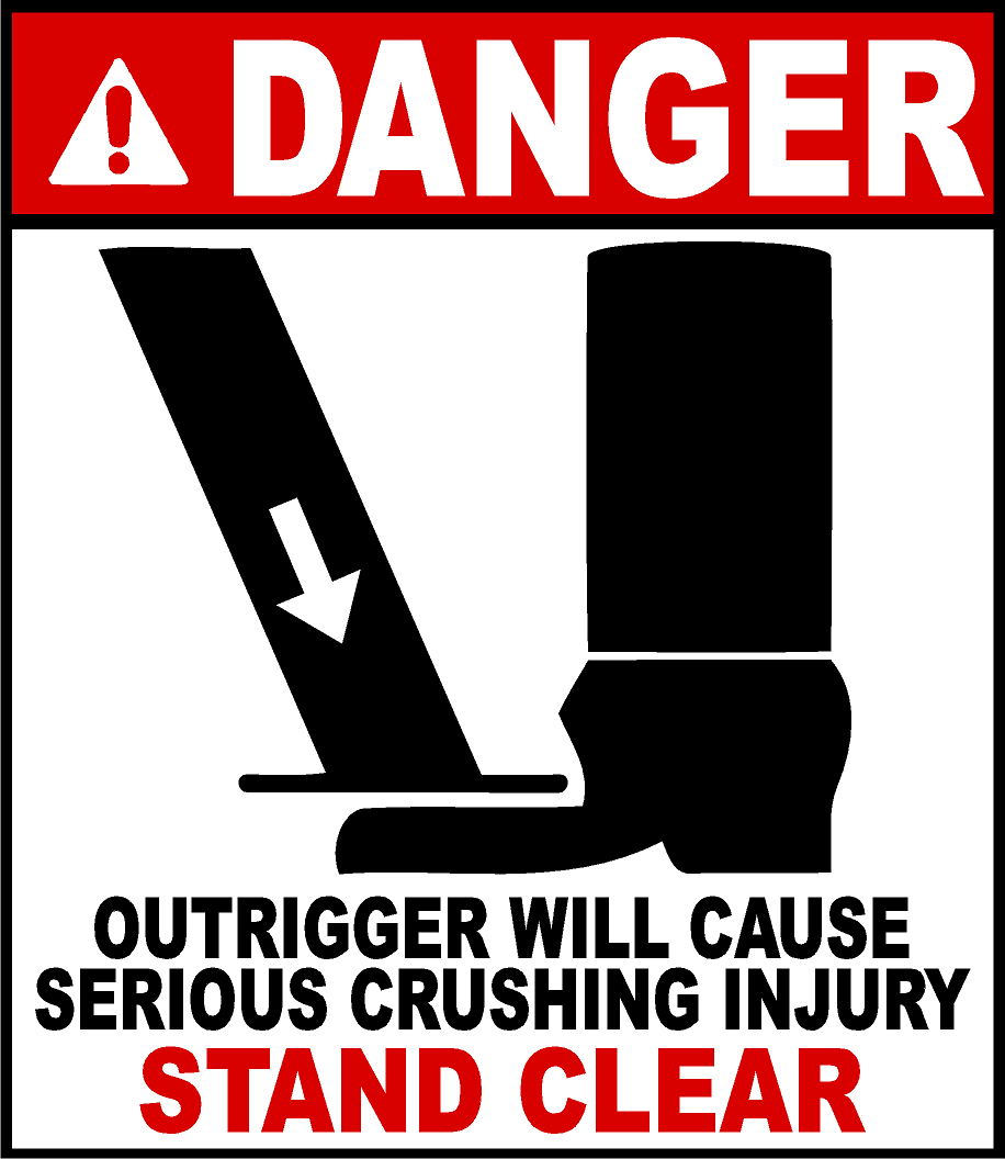 Danger Outrigger Will Cause Serious Crushing Injury Stand Clear Decal Multi-Pack