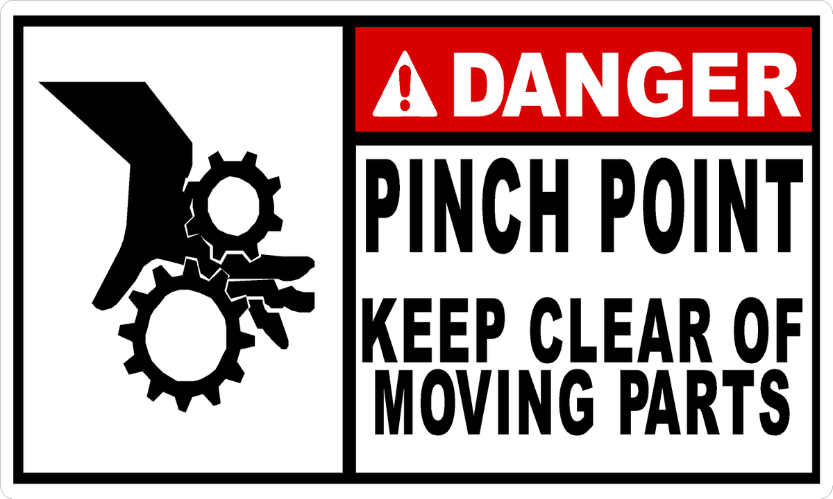 Danger Pinch Point Keep Clear of Moving Parts Decal – signs by salagraphics