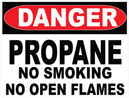 Danger Propane No Smoking No Open Flames Sign