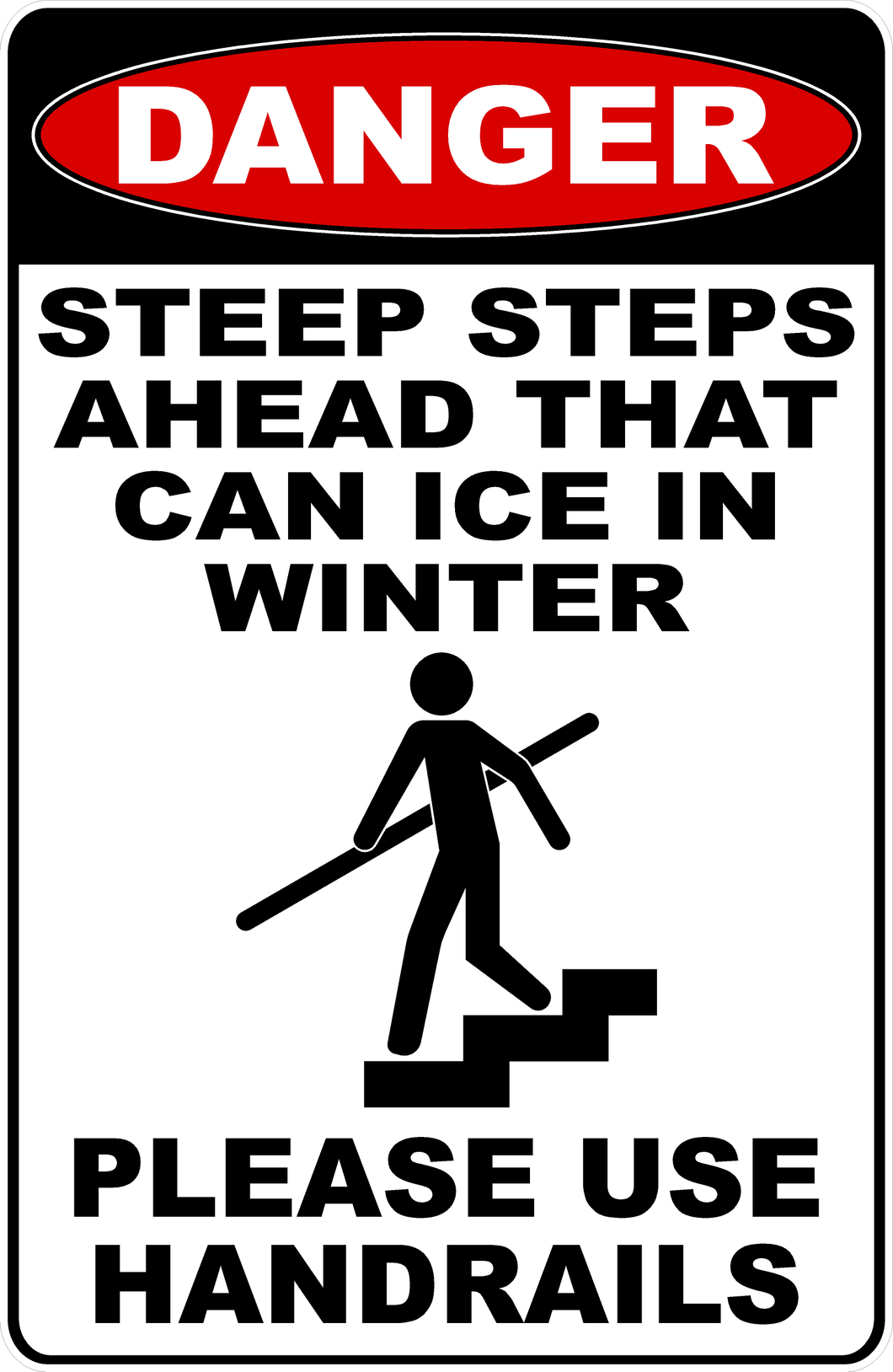 Danger Steep Step Ahead That Can Ice In Winter Sign