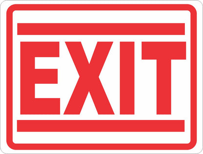 Red 'EXIT' sign with white background