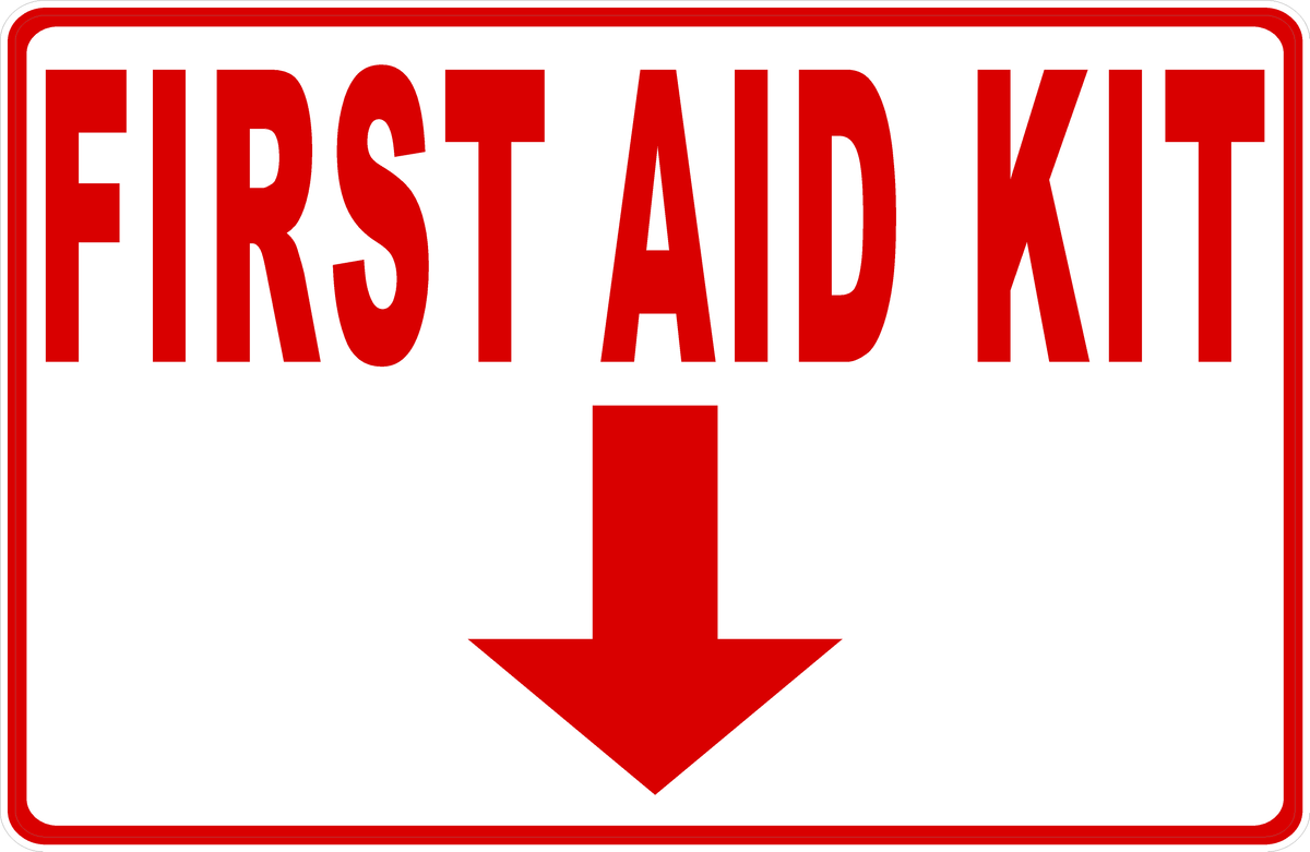 First Aid Kit with Down Arrow Sign – Signs by SalaGraphics