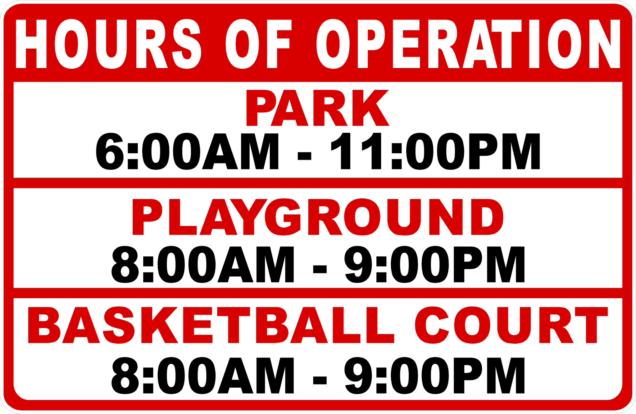Custom Business Hours Sign โ Signs by SalaGraphics