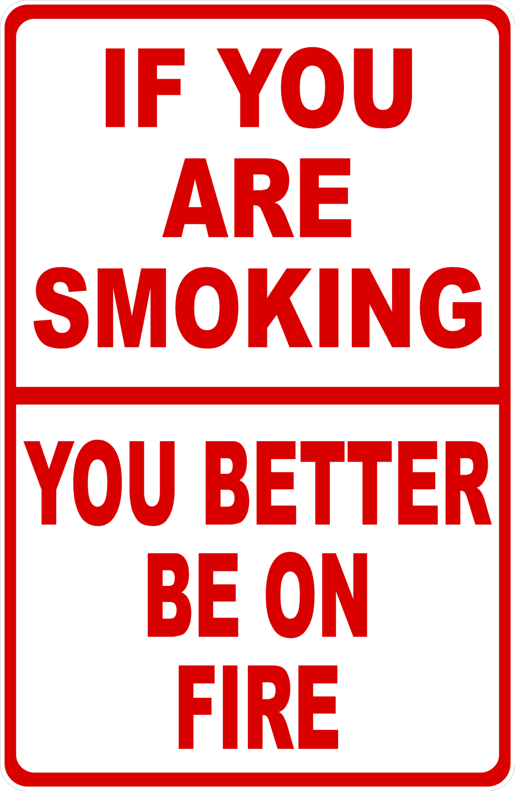 If You Are Smoking You Better Be On Fire Sign