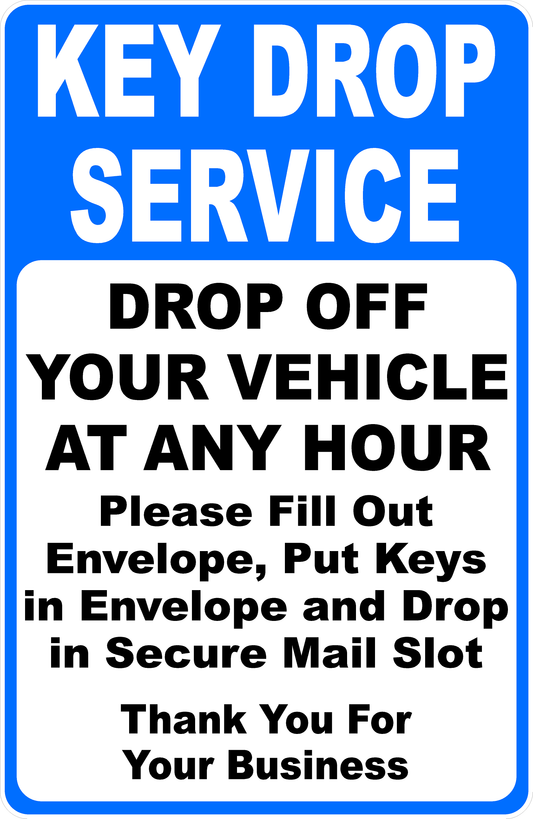 Key Drop Service Drop Off Your Vehicle at Any Hour Decal