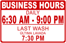 Custom Laundry Hours Sign PVC