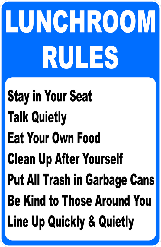 Lunchroom Rules Sign