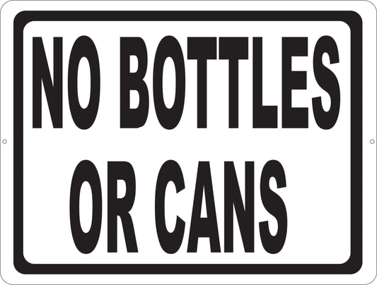 No Bottles or Cans Sign