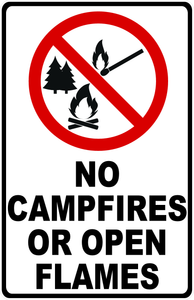 No Campfires Or Open Flames Sign