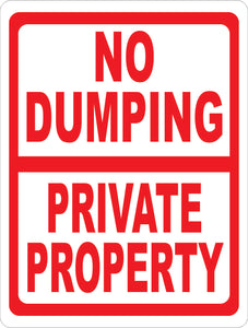 No Dumping Private Property Sign