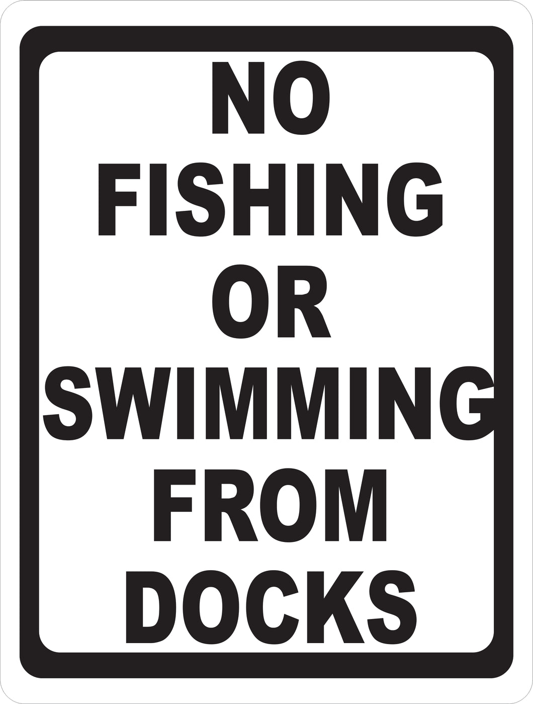 No Fishing or Swimming From Docks Sign
