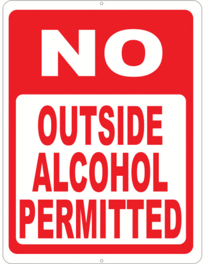 No Outside Alcohol Permitted Sign