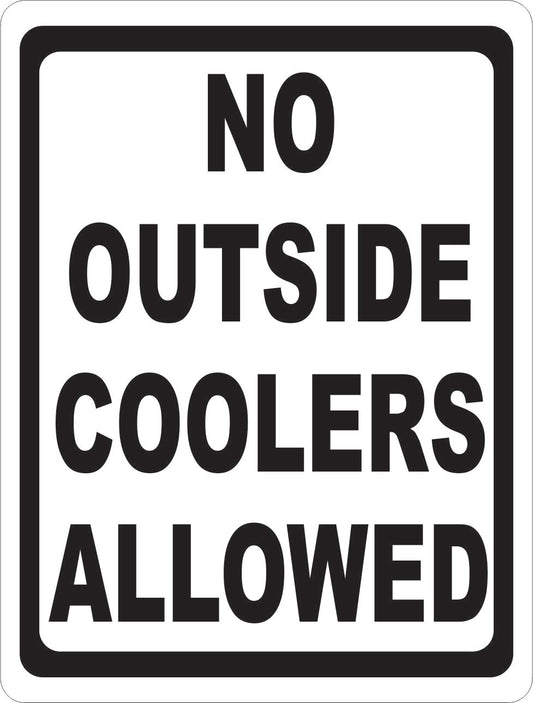 No Outside Coolers Allowed Sign