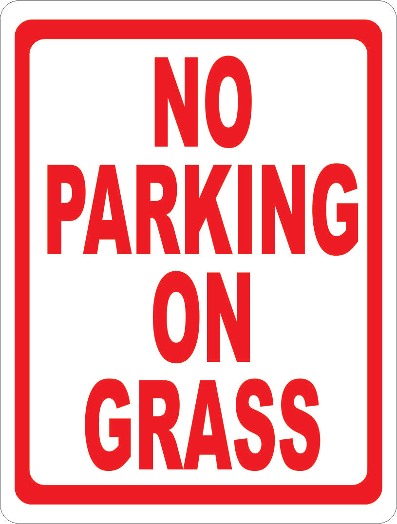 No Parking on Grass Sign