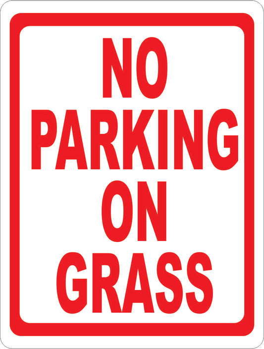 No Parking on Grass Sign