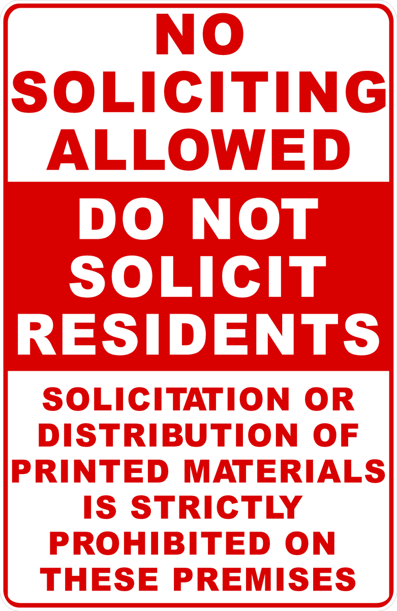 No Soliciting Allowed Do Not Solicit Residents Sign – Signs by SalaGraphics