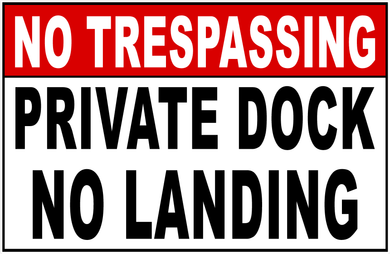 No Trespassing Private Dock No Landing Sign