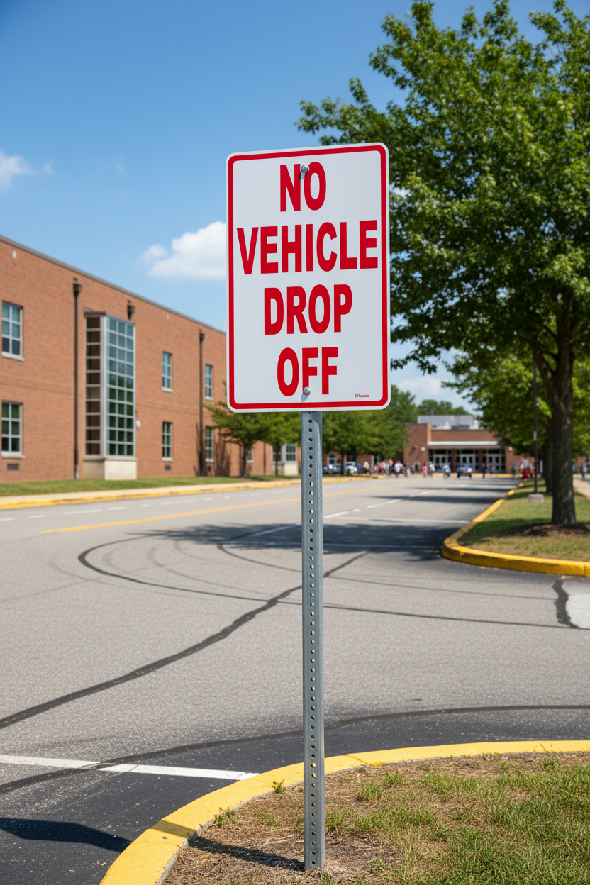 No Vehicle Drop Off Sign by Sala Graphics