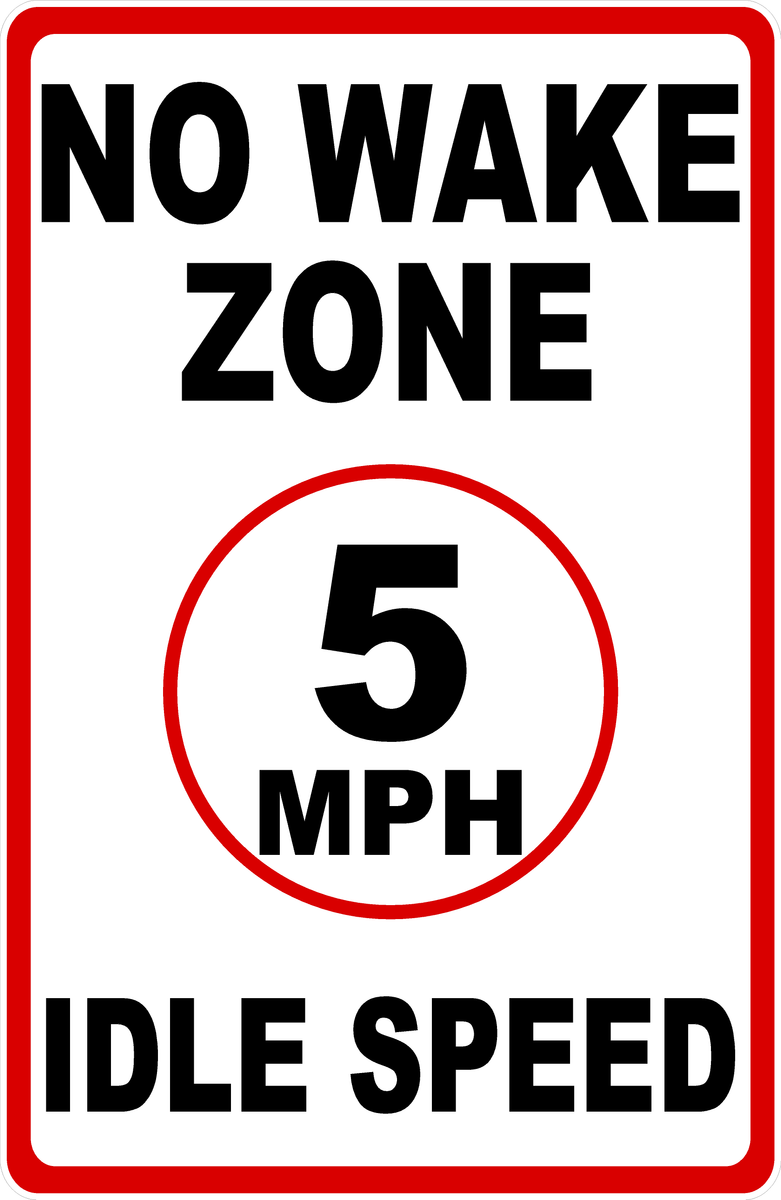 Adesivo Segnaletico In Vinile 'No Wake Zone' 5 Mph, Uso Esterno/interno, Autoadesivo