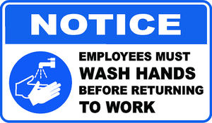 Notice Employees Must Wash Hands Before Returning to Work Sign