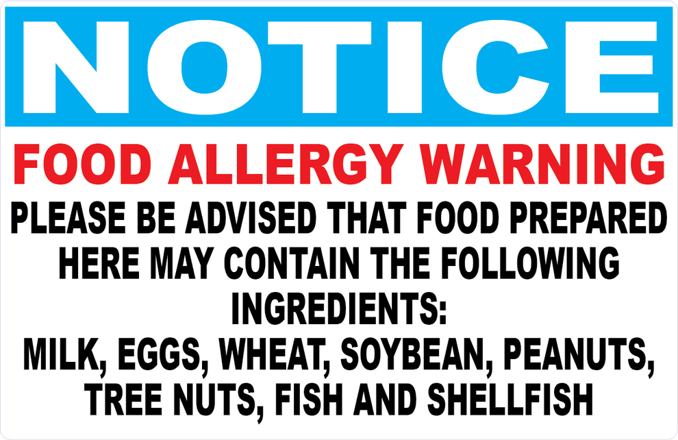 Allergen Rack Sign Notice Food Allergy Warning Sign – signs by salagraphics