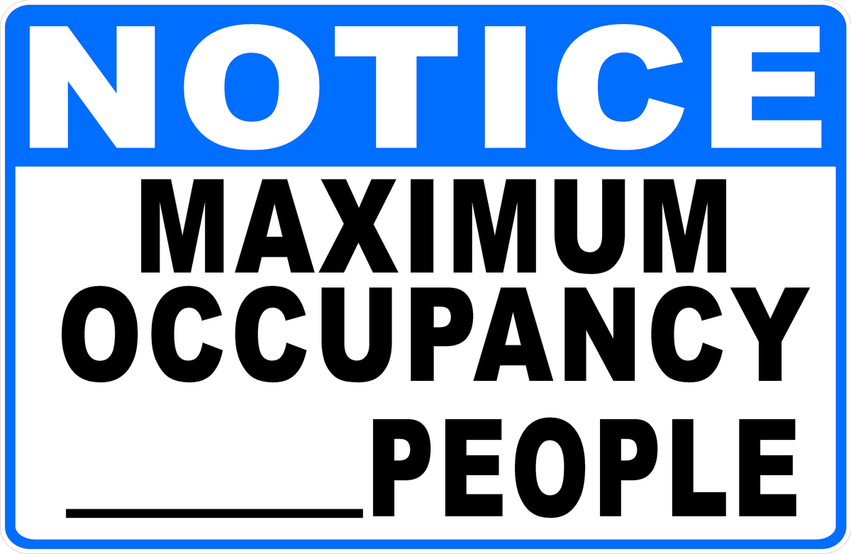 Total Occupancy Sign Notice Maximum Occupancy (Your Choice) People Sign – signs by salagraphics
