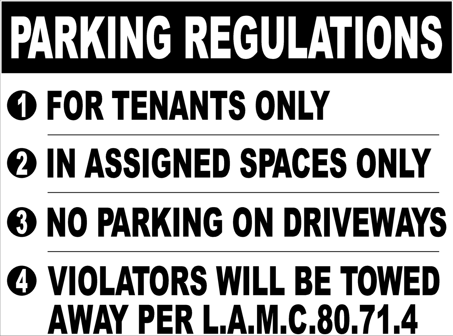 Parking Regulations L.A.M.C.80.71.4 Sign