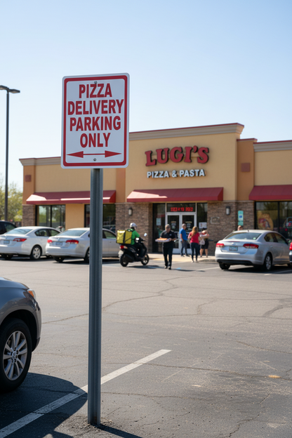 Pizza Delivery Parking Only Sign by Sala Graphics