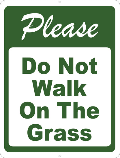 Please Do Not Walk on Grass Sign