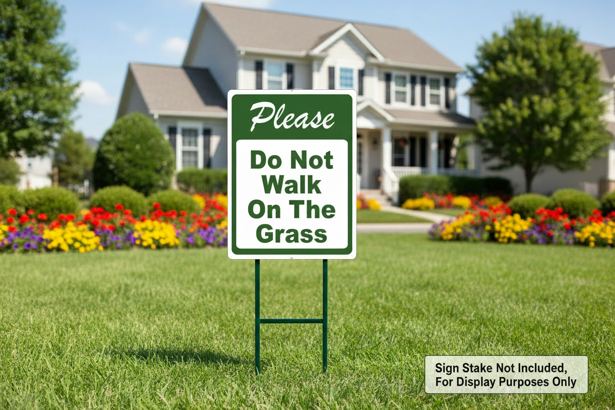 Please Do Not Walk on Grass Sign by Sala Graphics