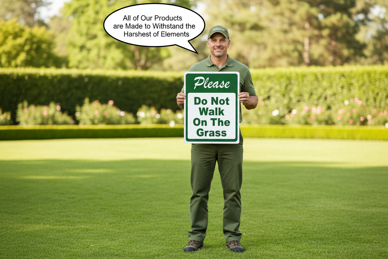 Please Do Not Walk on Grass Sign by SalaGraphics