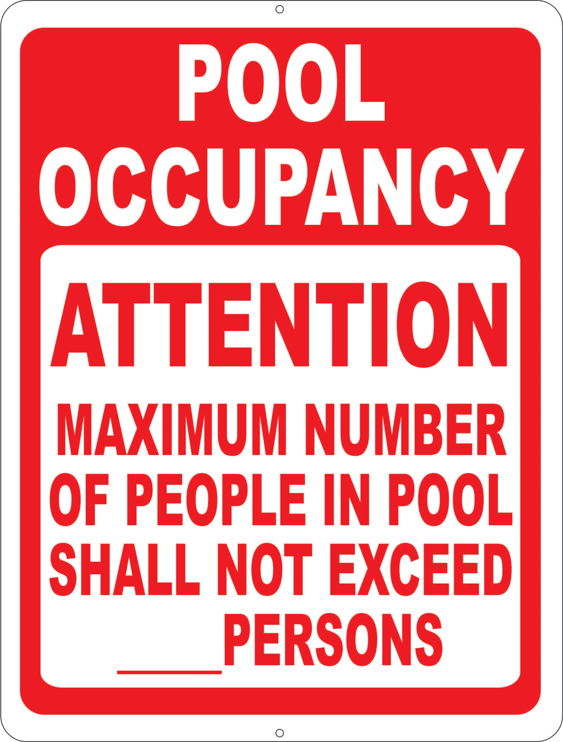Pool Occupancy Attention Maximum Number of People Sign – Signs by ...
