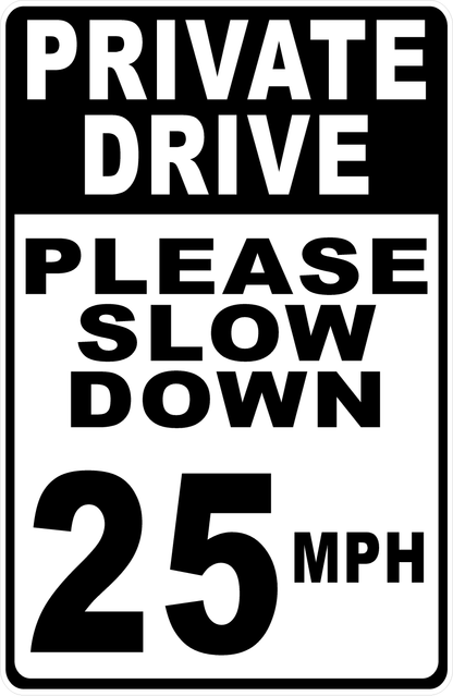 Private Drive Please Slow Down Your Choice MPH Sign