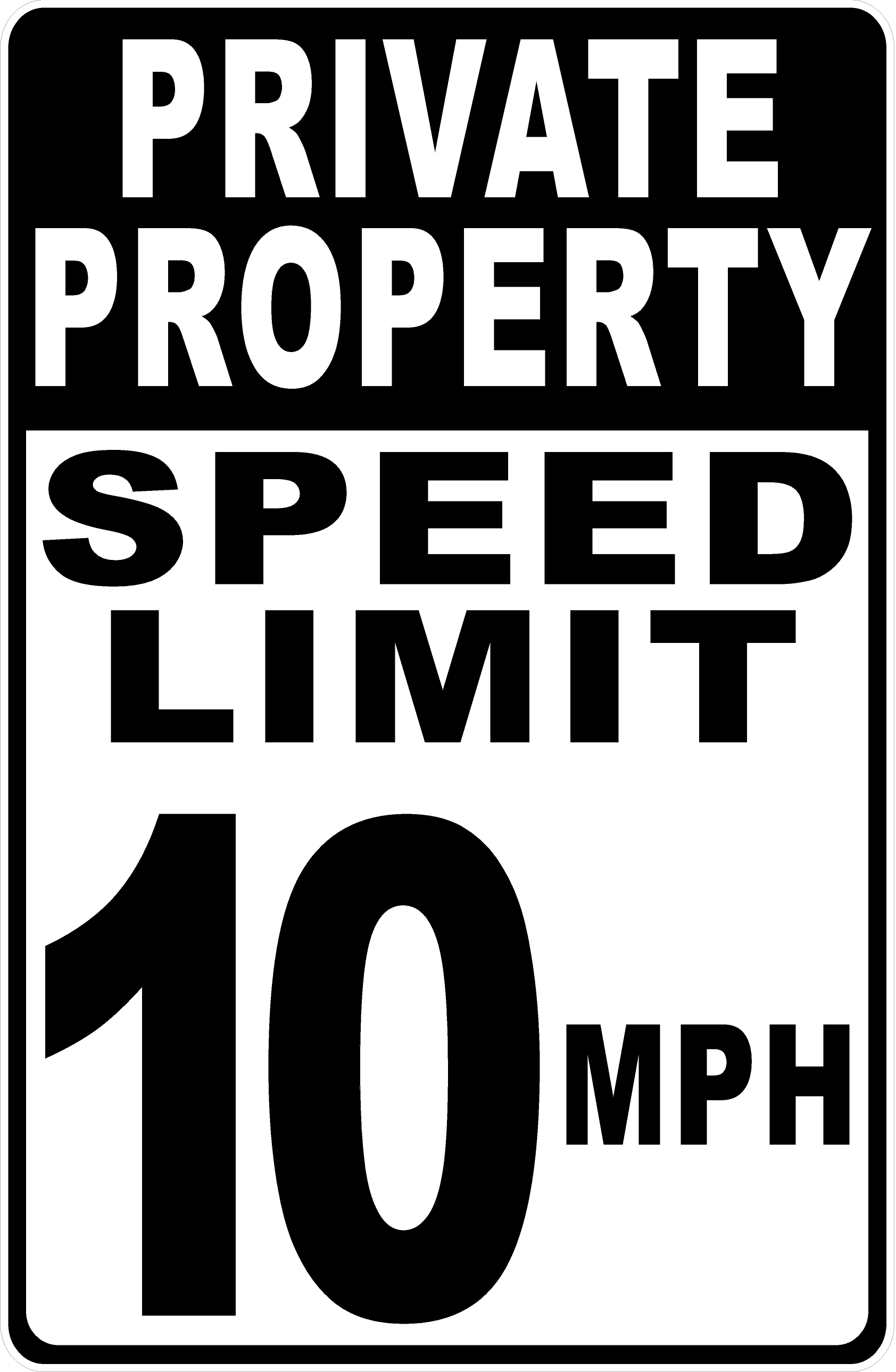 Private Property Speed Limit 10 MPH Sign