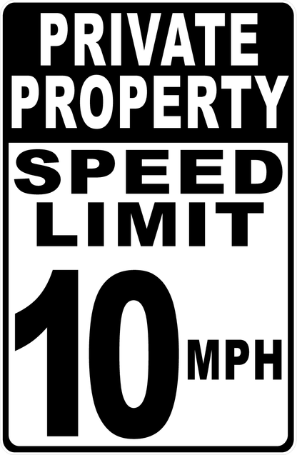 Private Property Speed Limit 10 MPH Sign