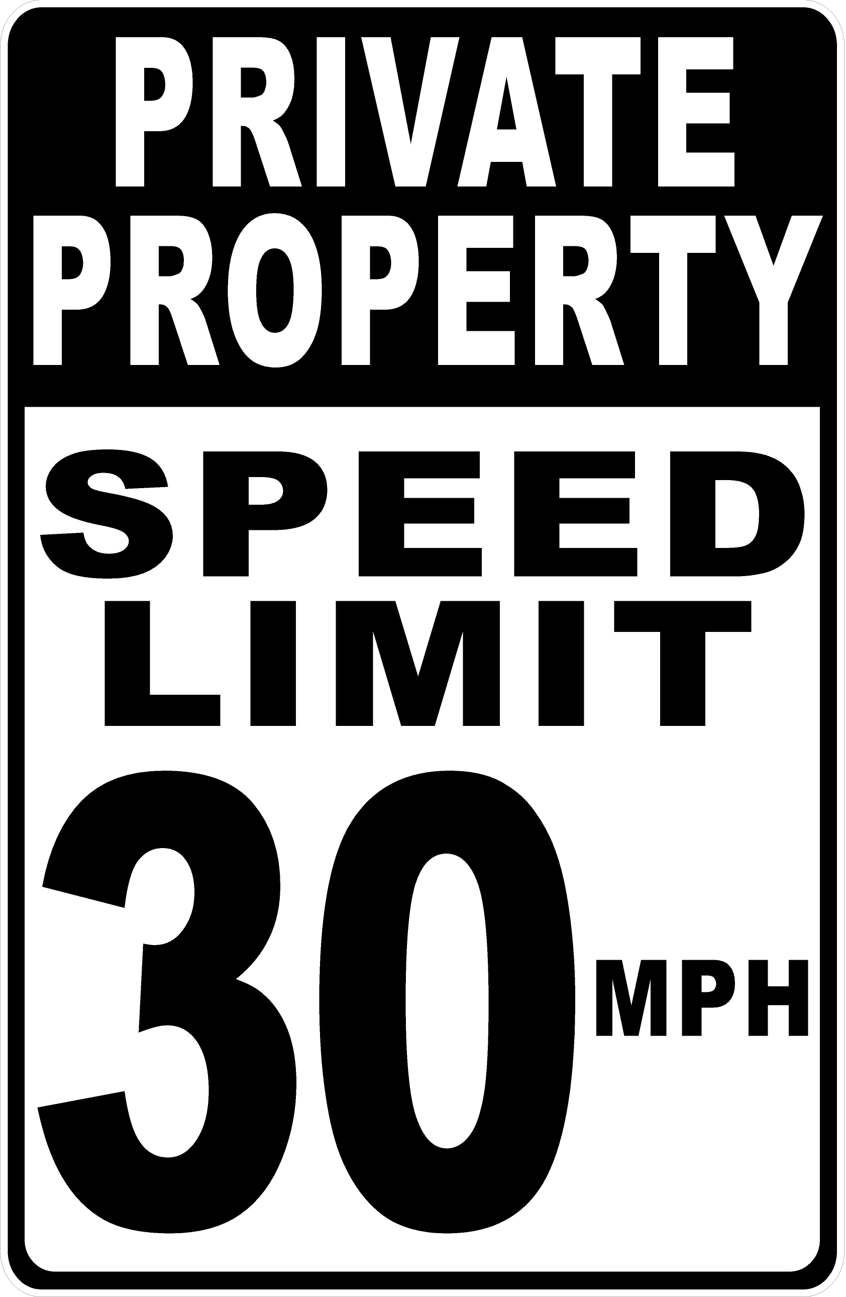 Private Property Speed Limit 30 MPH Sign