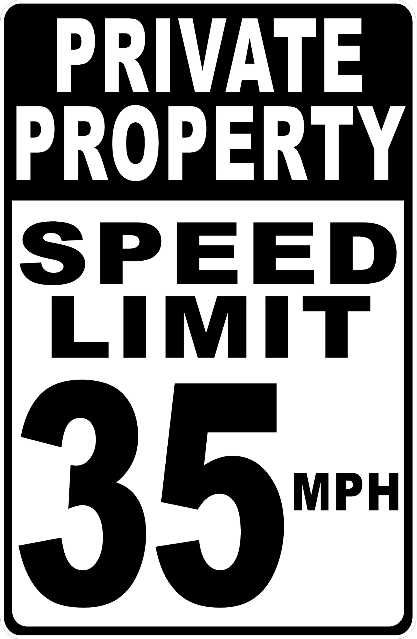 Private Property Speed Limit 35 MPH Sign