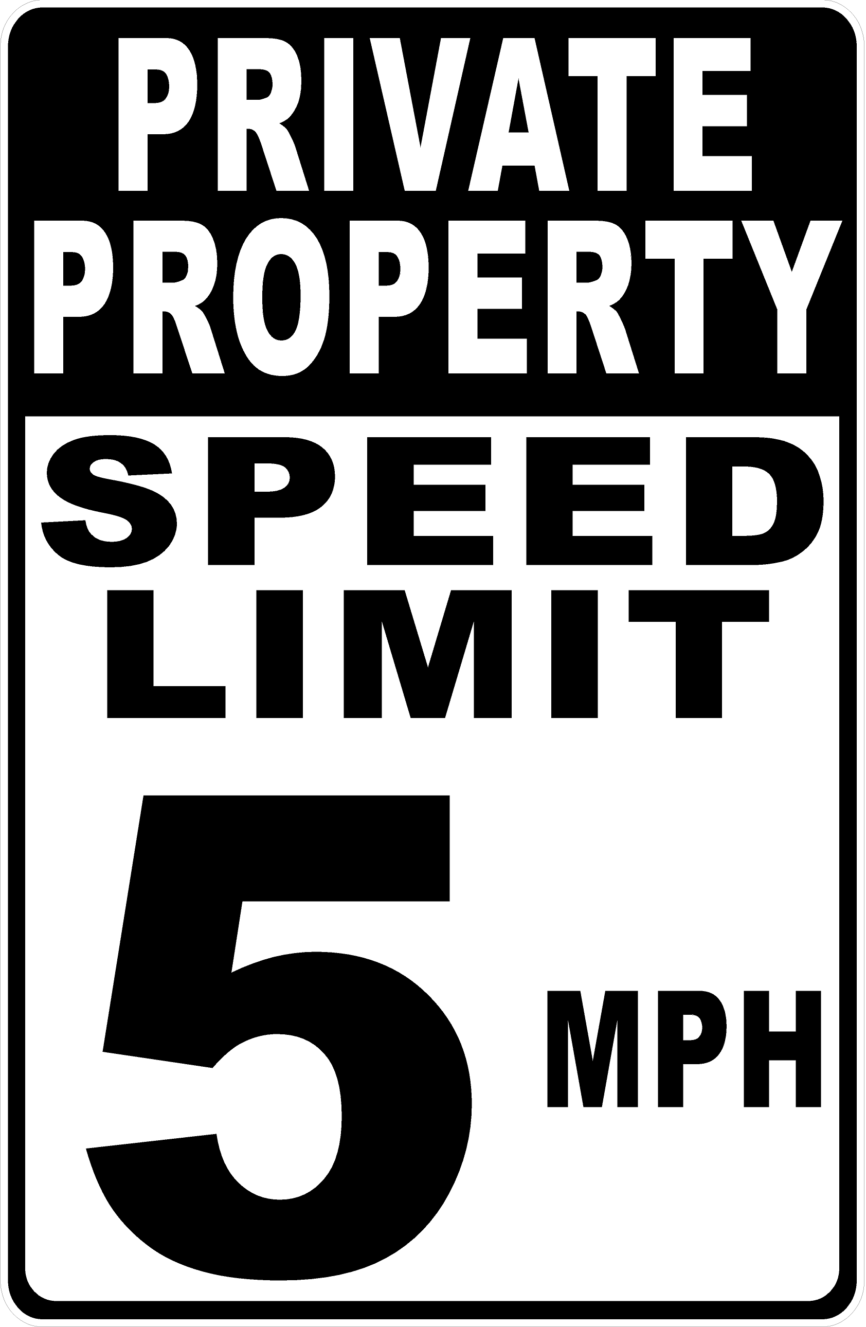 Private Property Speed Limit 5 MPH Sign