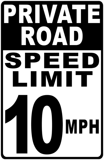 Private Road Speed Limit (Your Choice) Sign