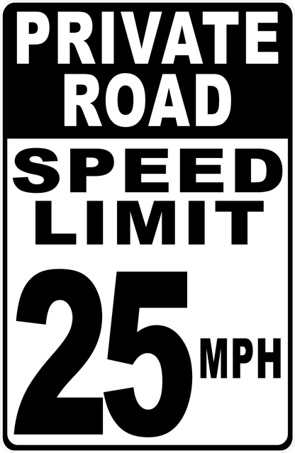 Private Road Speed Limit (Your Choice) Sign